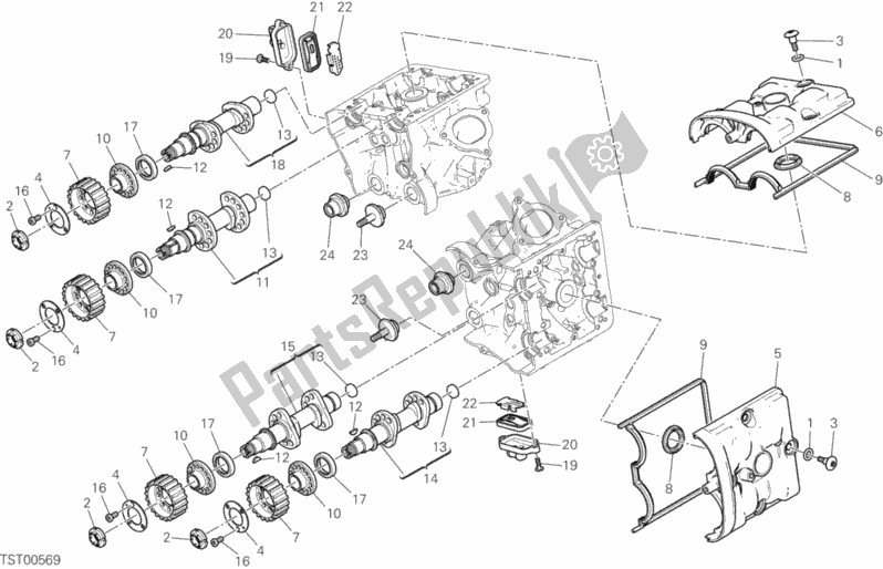 All parts for the Cylinder Head : Timing System of the Ducati Hypermotard 939 Thailand 2016